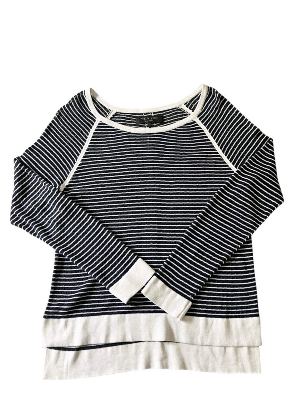 Rag & Bone Navy Blue & White Striped Eyelet Sweater Women’s S